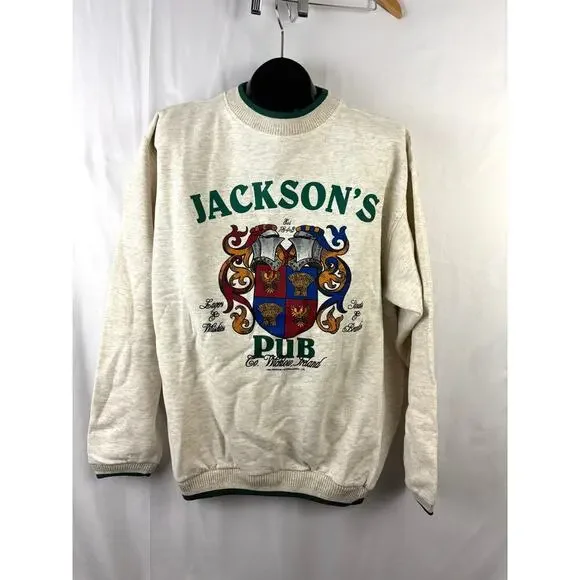 VTG 90s Jackson's Pub Co. Wicklow Ireland Crewneck Sweatshirt Men's LARGE New